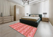 Patterned Fire Red Rug in a Bedroom, pat530rd