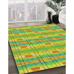 Patterned Dark Yellow Green Novelty Rug in Family Room, pat530
