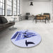Round Patterned Lavender Blue Rug in a Office, pat531blu