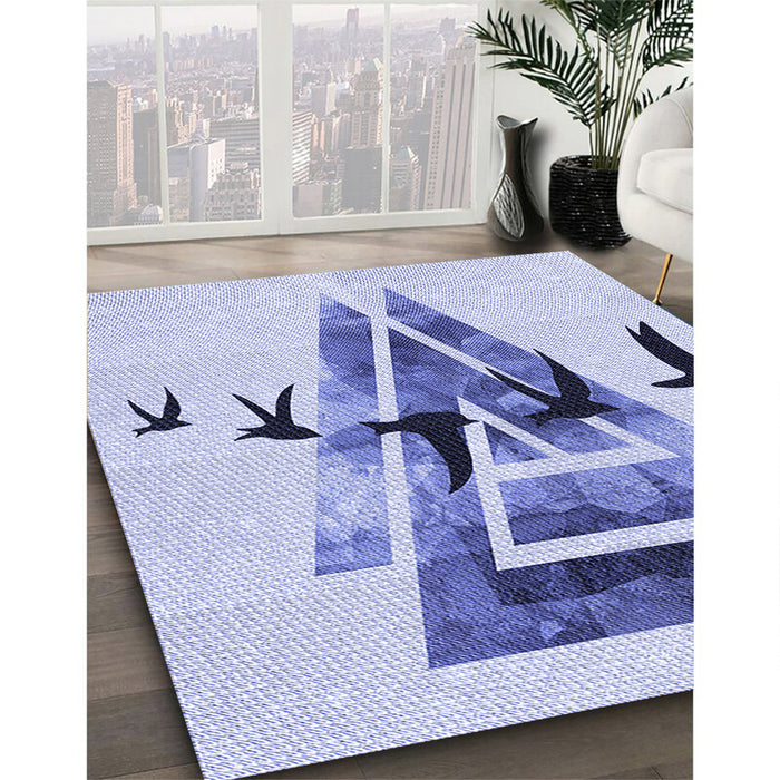 Patterned Lavender Blue Rug in Family Room, pat531blu