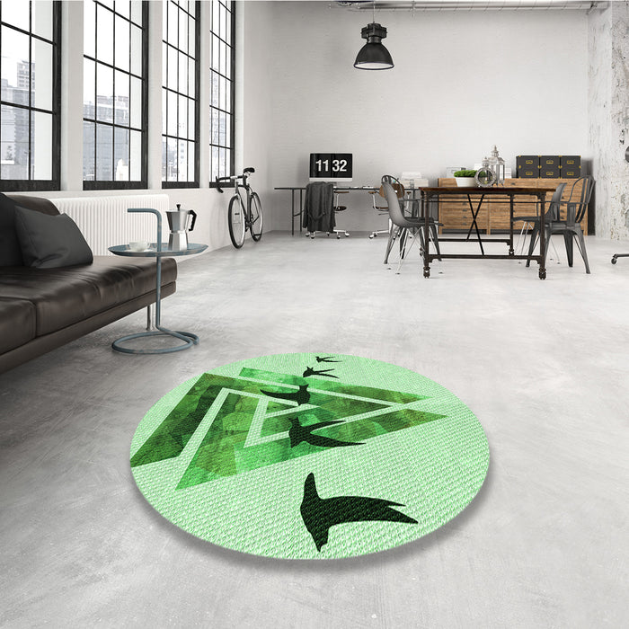 Round Patterned Mint Green Rug in a Office, pat531grn