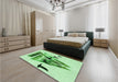 Patterned Mint Green Rug in a Bedroom, pat531grn