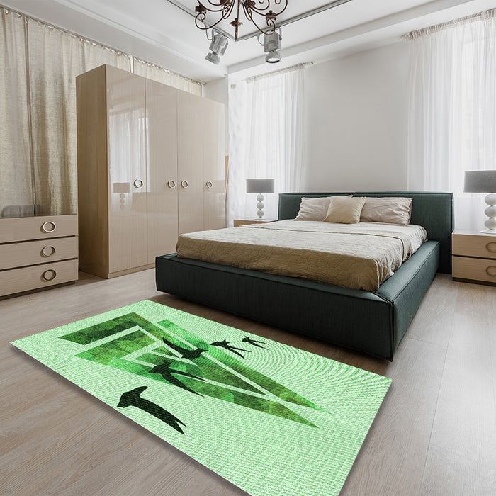 Patterned Mint Green Rug in a Bedroom, pat531grn