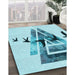 Machine Washable Transitional Blue Ivy Blue Rug in a Family Room, wshpat531lblu