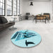 Round Patterned Blue Ivy Blue Rug in a Office, pat531lblu