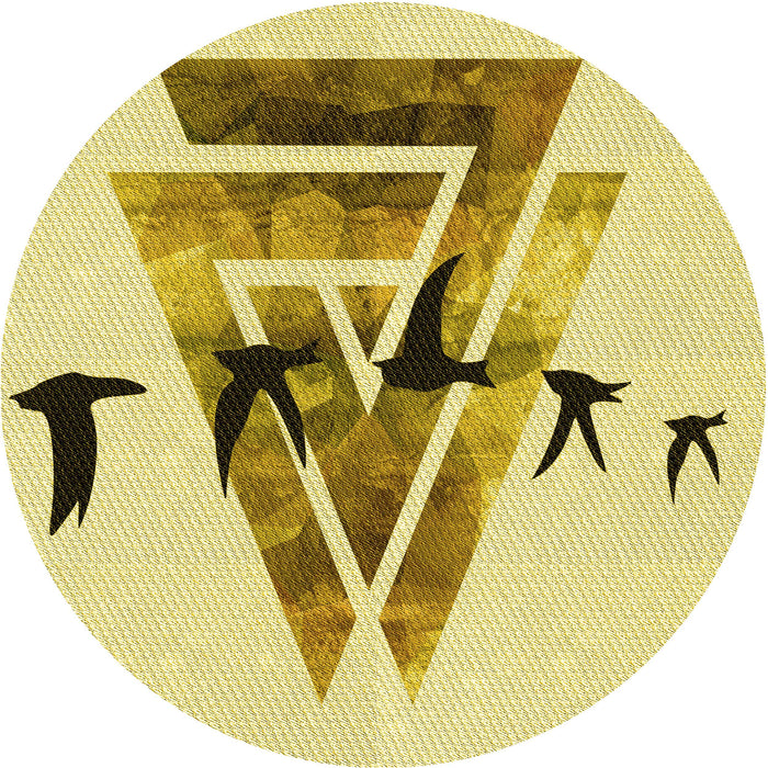 Square Patterned Dark Golden Brown Rug, pat531yw