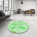 Round Patterned Pastel Green Rug in a Office, pat532grn