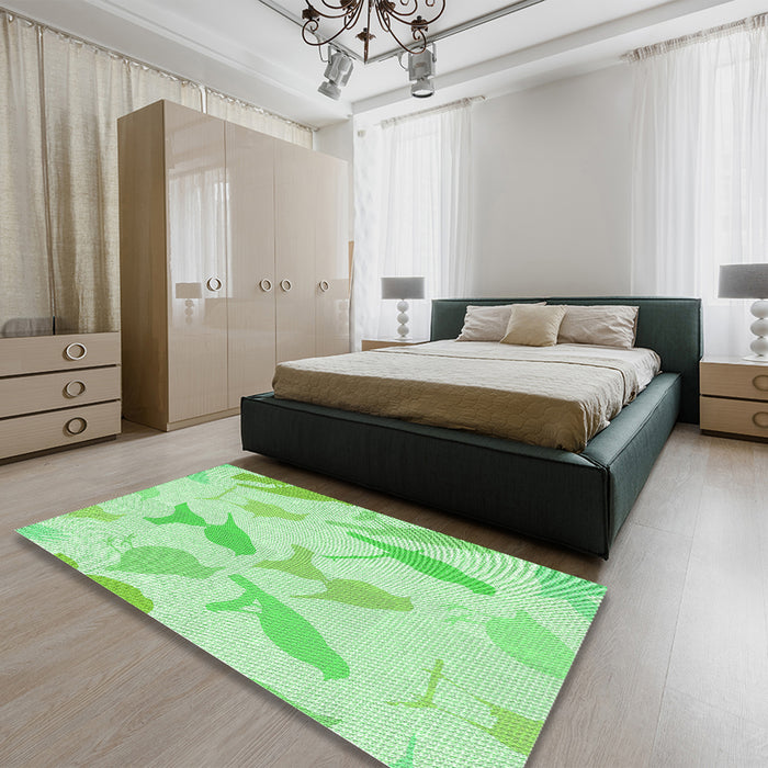 Patterned Pastel Green Rug in a Bedroom, pat532grn