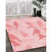 Machine Washable Transitional Pastel Red Pink Rug in a Family Room, wshpat532rd