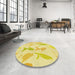 Round Patterned Golden Brown Yellow Rug in a Office, pat532yw