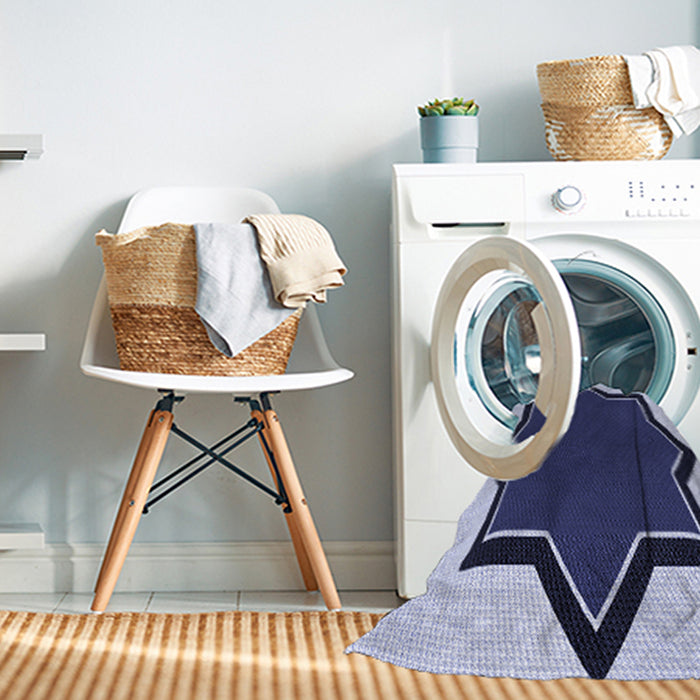 Machine Washable Transitional Blue Rug in a Washing Machine, wshpat533blu