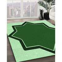 Patterned Deep Emerald Green Rug, pat533grn