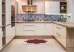 Patterned Pastel Pink Rug in a Kitchen, pat533rd