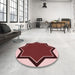 Round Patterned Pastel Pink Rug in a Office, pat533rd