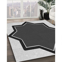 Patterned Charcoal Black Novelty Rug, pat533