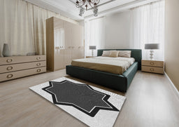 Patterned Charcoal Black Novelty Rug in a Bedroom, pat533