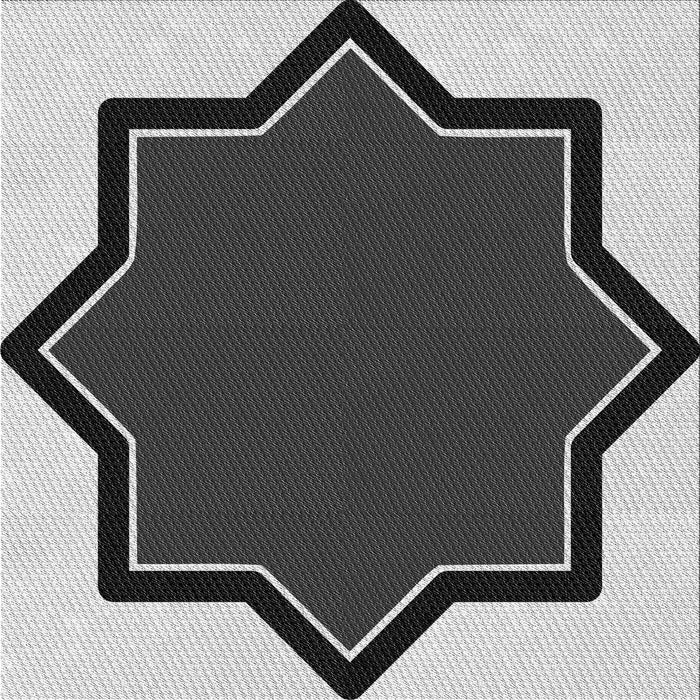 Square Patterned Charcoal Black Novelty Rug, pat533