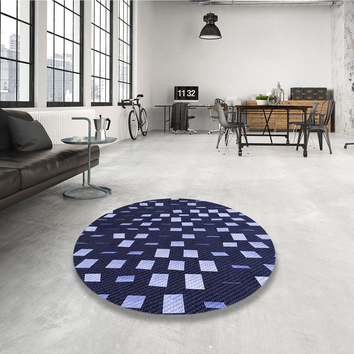 Round Patterned Periwinkle Purple Rug in a Office, pat534blu