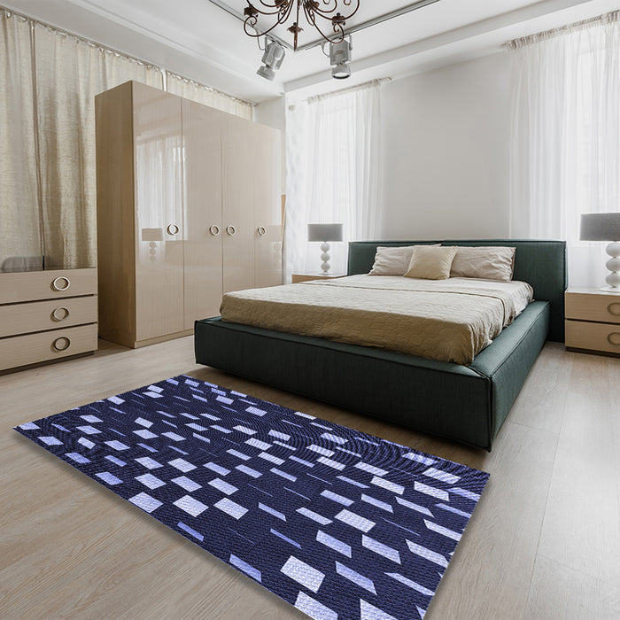 Patterned Periwinkle Purple Rug in a Bedroom, pat534blu