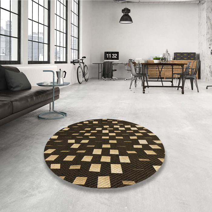 Round Patterned Brown Rug in a Office, pat534brn