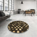 Round Patterned Brown Rug in a Office, pat534brn