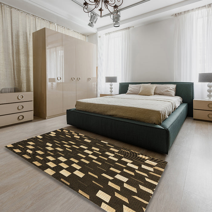 Patterned Brown Rug in a Bedroom, pat534brn