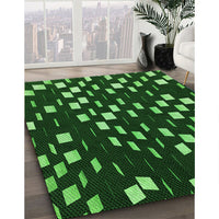 Patterned Dark Forest Green Rug, pat534grn