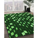 Patterned Dark Forest Green Rug in Family Room, pat534grn