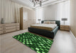 Patterned Dark Forest Green Rug in a Bedroom, pat534grn