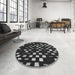 Round Patterned Platinum Gray Rug in a Office, pat534gry