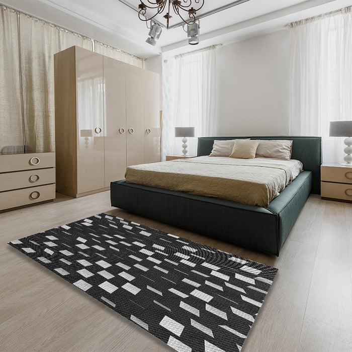 Patterned Platinum Gray Rug in a Bedroom, pat534gry