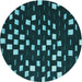 Square Machine Washable Transitional Deep Teal Green Rug in a Living Room, wshpat534lblu