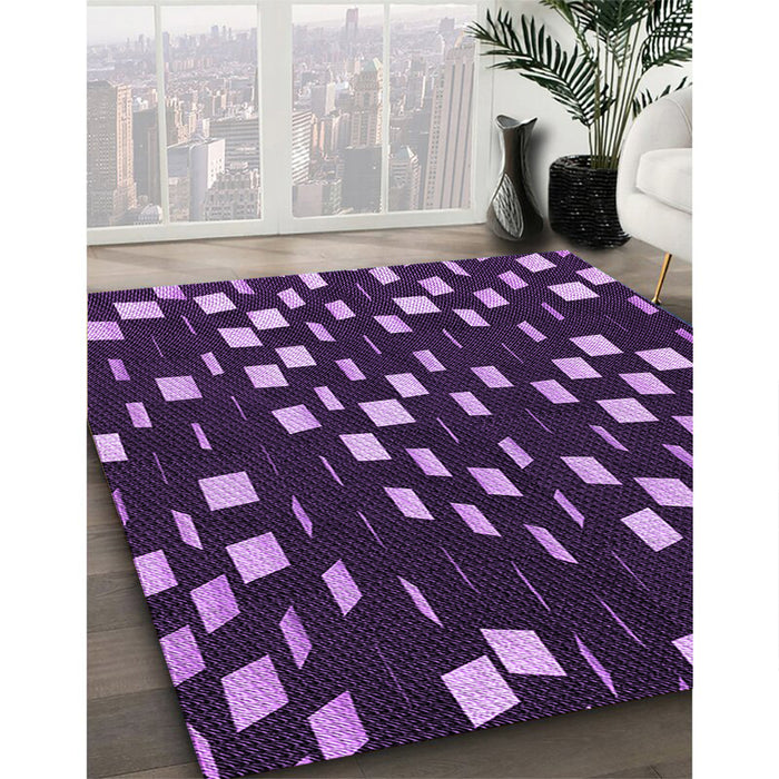 Patterned Deep Purple Rug in Family Room, pat534pur