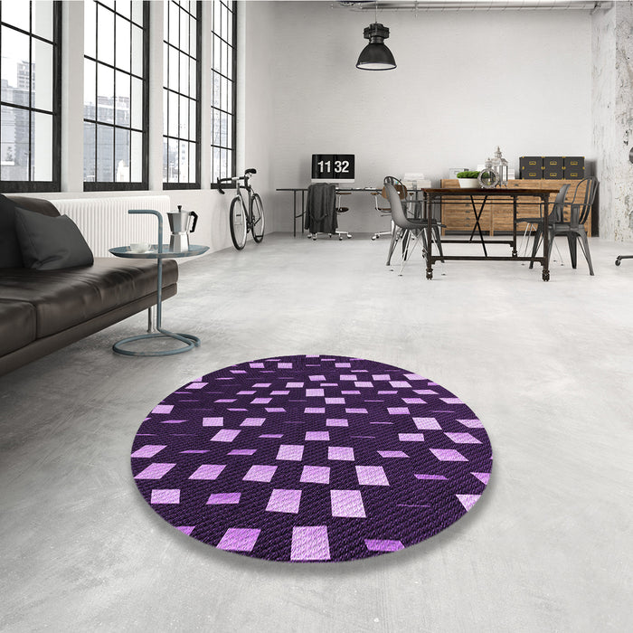 Round Patterned Deep Purple Rug in a Office, pat534pur