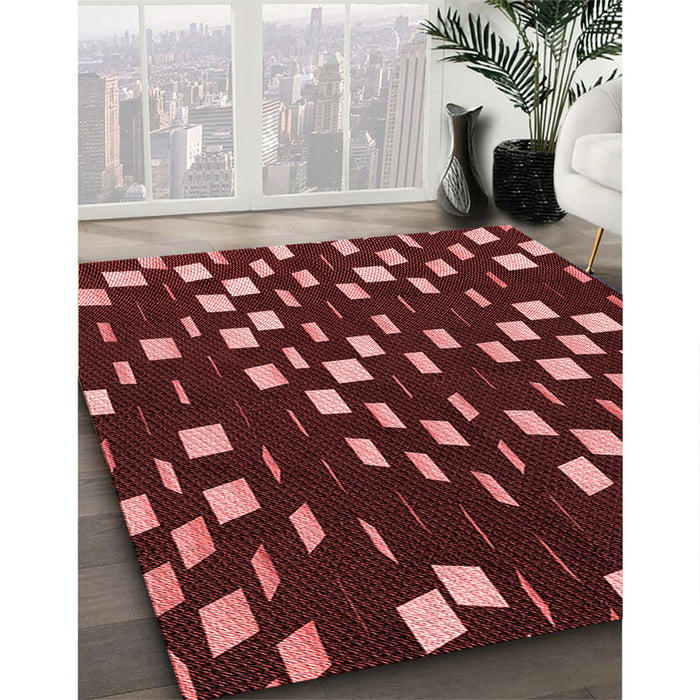 Patterned Red Rug in Family Room, pat534rd