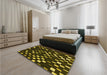 Patterned Midnight Gray Rug in a Bedroom, pat534yw