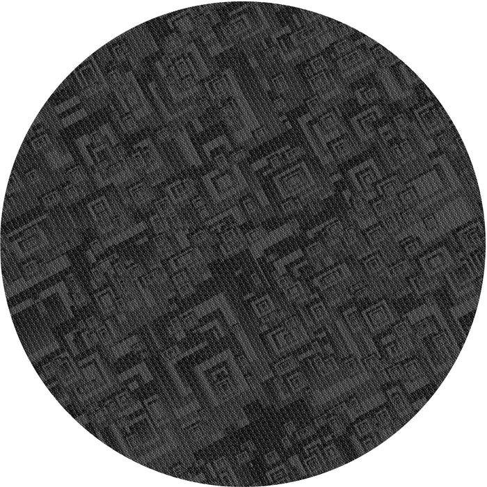 Sideview of Patterned Black Novelty Rug, pat535