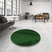 Round Patterned Green Rug in a Office, pat536grn