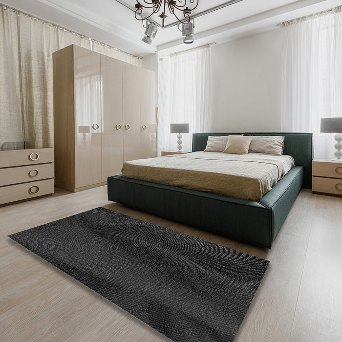 Machine Washable Transitional Black Rug in a Bedroom, wshpat536
