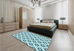 Round Machine Washable Transitional Deep-Sea Green Rug in a Office, wshpat538lblu