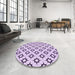 Round Patterned Purple Flower Purple Rug in a Office, pat538pur