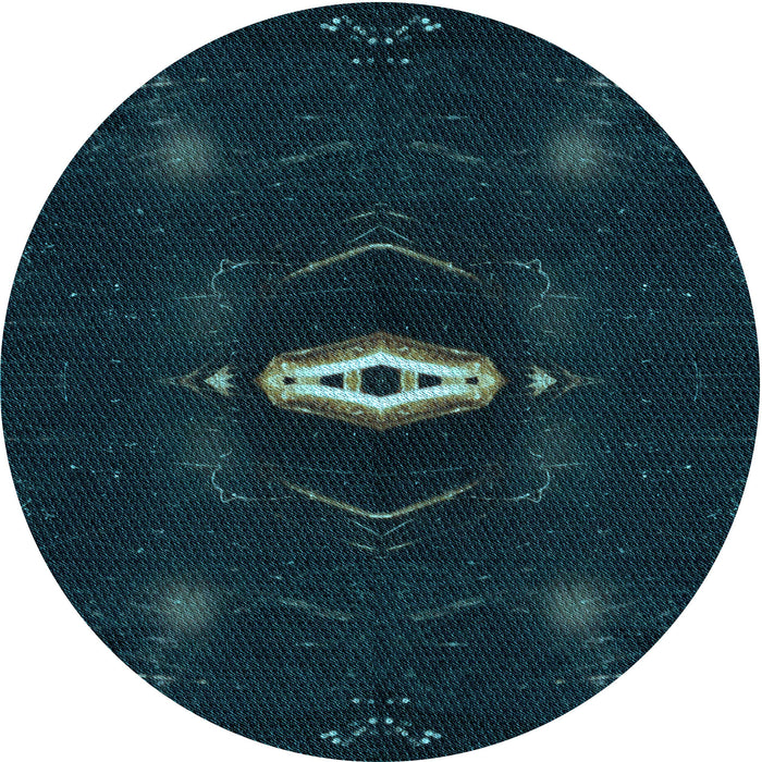 Square Patterned Teal Green Rug, pat539lblu