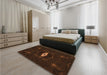 Patterned Saddle Brown Rug in a Bedroom, pat539org