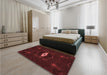 Patterned Fire Brick Red Rug in a Bedroom, pat539rd