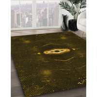 Patterned Dark Bronze Brown Rug, pat539yw