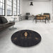 Round Patterned Black Novelty Rug in a Office, pat539