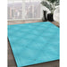 Patterned Bright Cyan Blue Rug in Family Room, pat540lblu