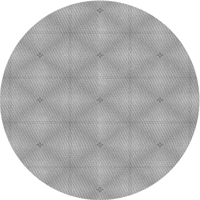 Sideview of Patterned Platinum Silver Gray Novelty Rug, pat540