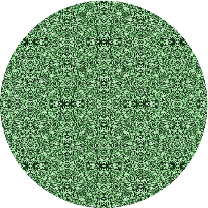 Square Machine Washable Transitional Deep Emerald Green Rug in a Living Room, wshpat542grn