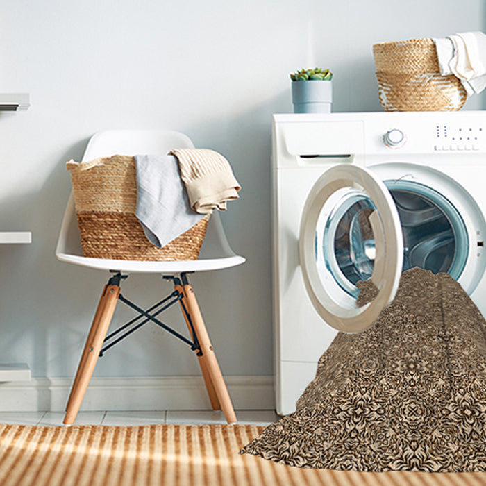 Machine Washable Transitional Bakers Brown Rug in a Washing Machine, wshpat542org